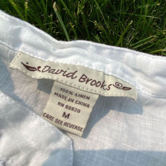 David Brooks Linen Sleeveless Top | Lace Detail, Side Slits, SZ M - Picture 2 of 8